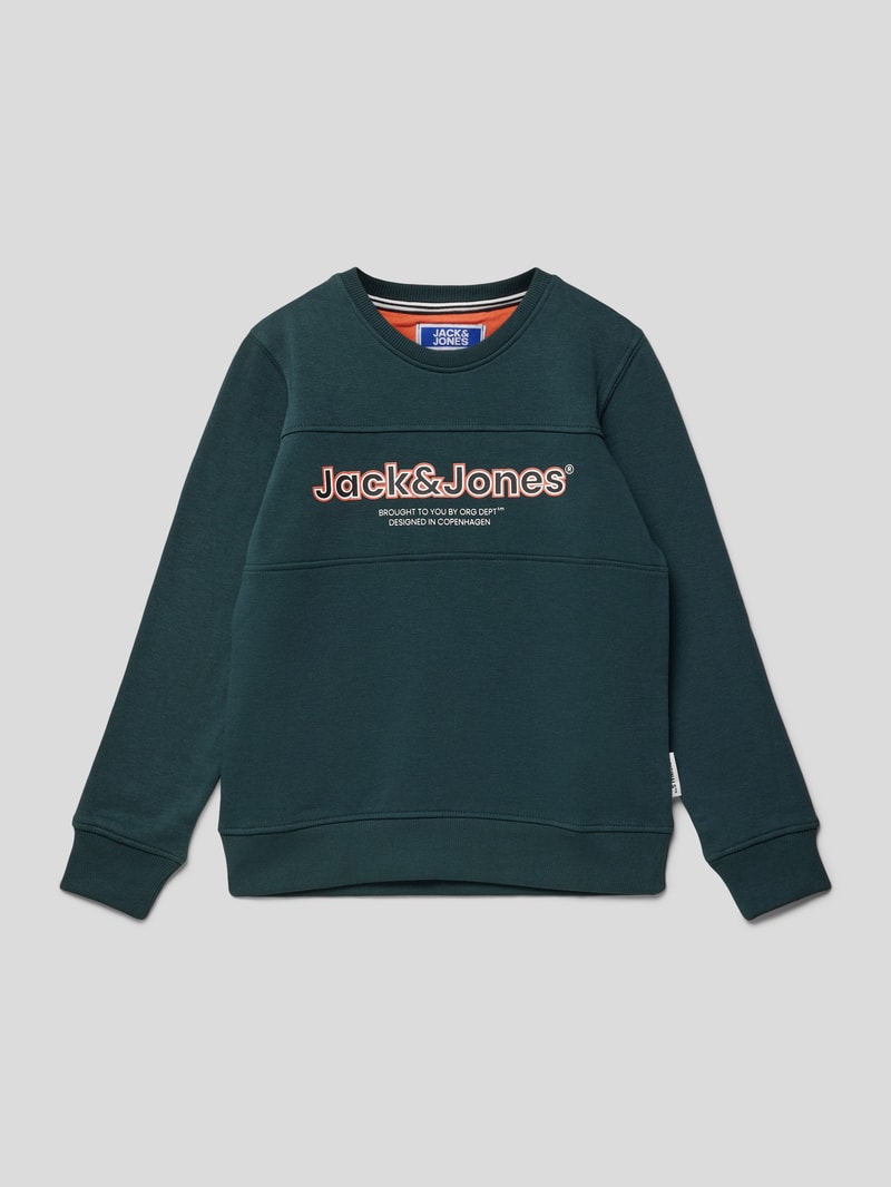 Sweatshirt mit Label-Print Modell 'JORLAKEWOOD' in petrol