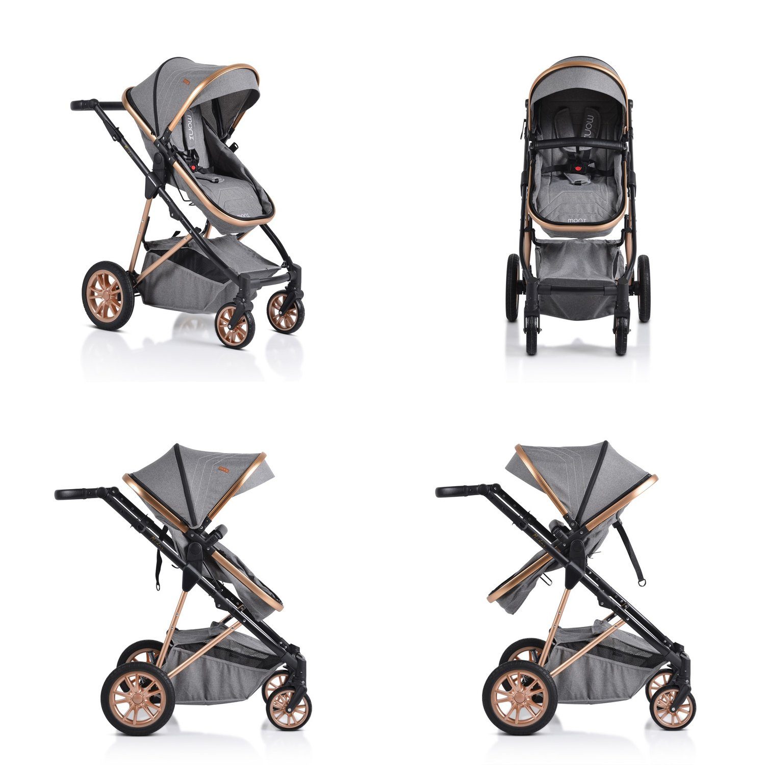 Moni Kombi-Kinderwagen Kinderwagen Midas 3 in 1, Autositz, Sportsitz, Babywanne, Wickeltasche