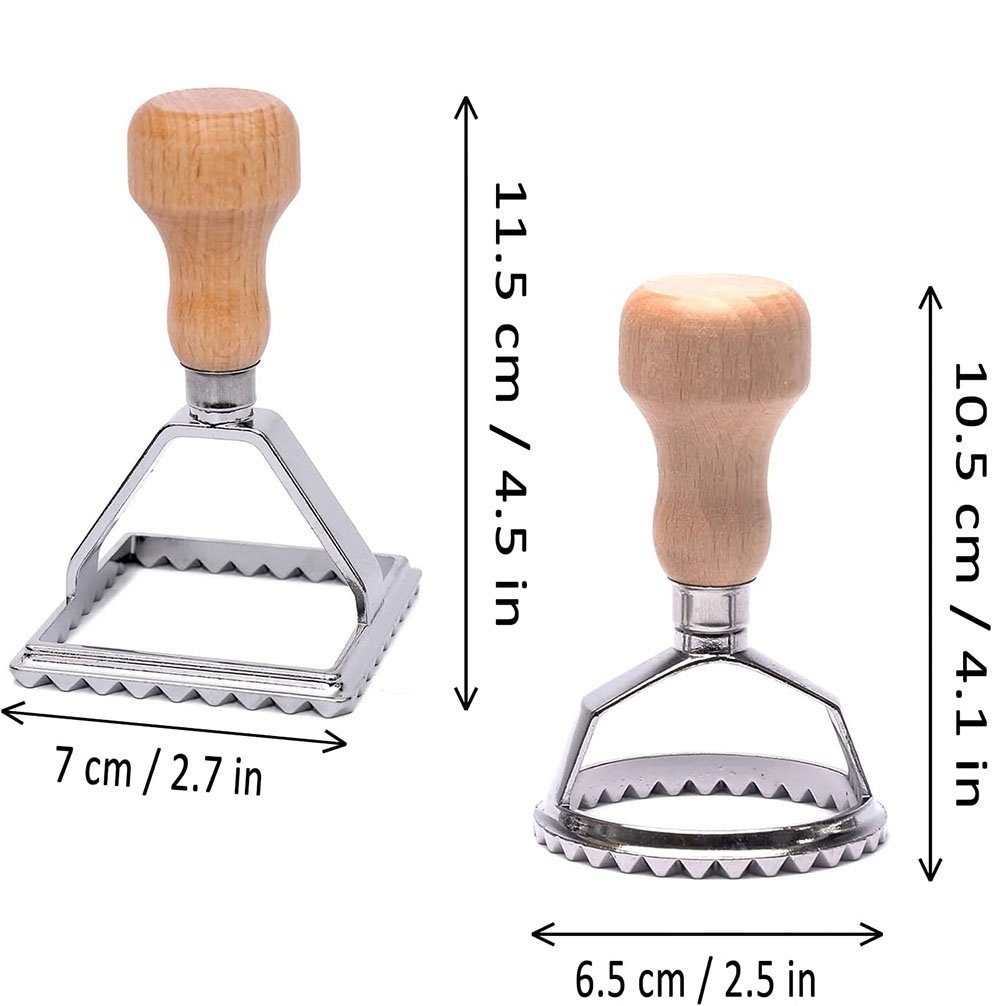 Tapferer Ping Nudelmaschine Zwei Wonton Cutter Sets mit Holzgriff Shaper