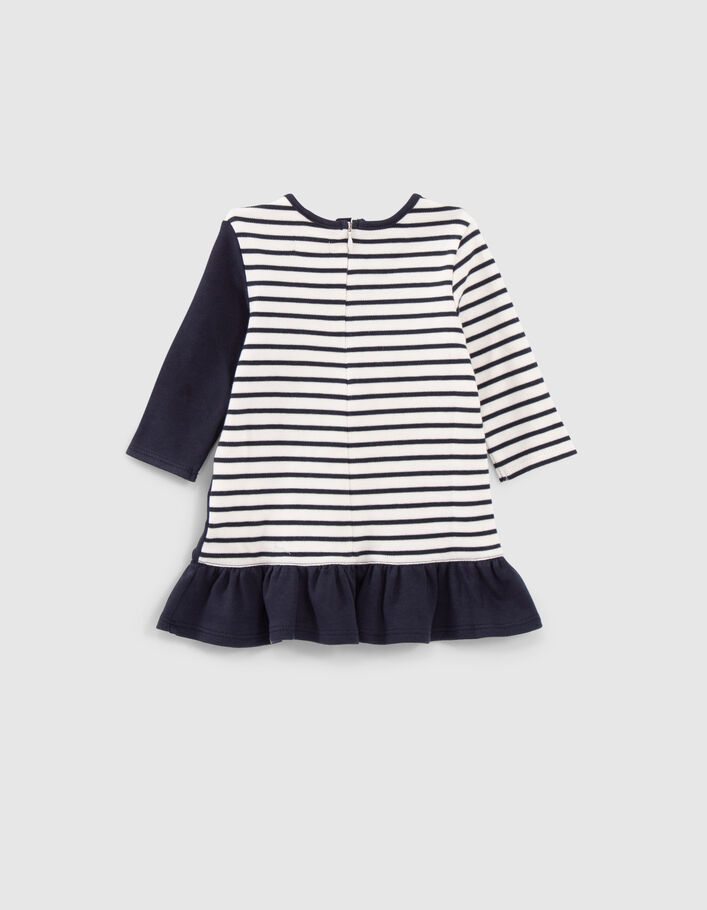 Robe marinière avec print et volant côté bébé fille