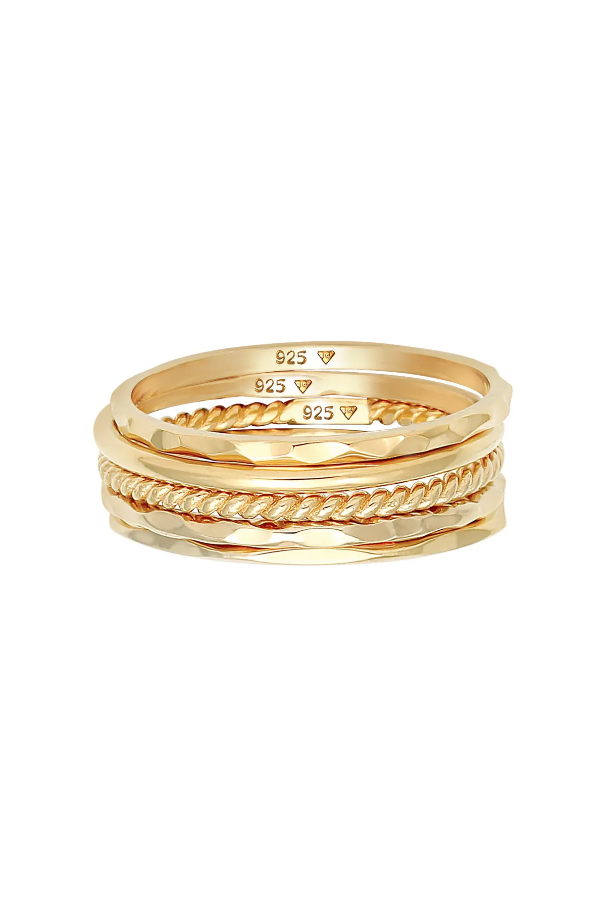 ELLI  Ring Stapelringe Stapelbandring 5er Set 925 Silber