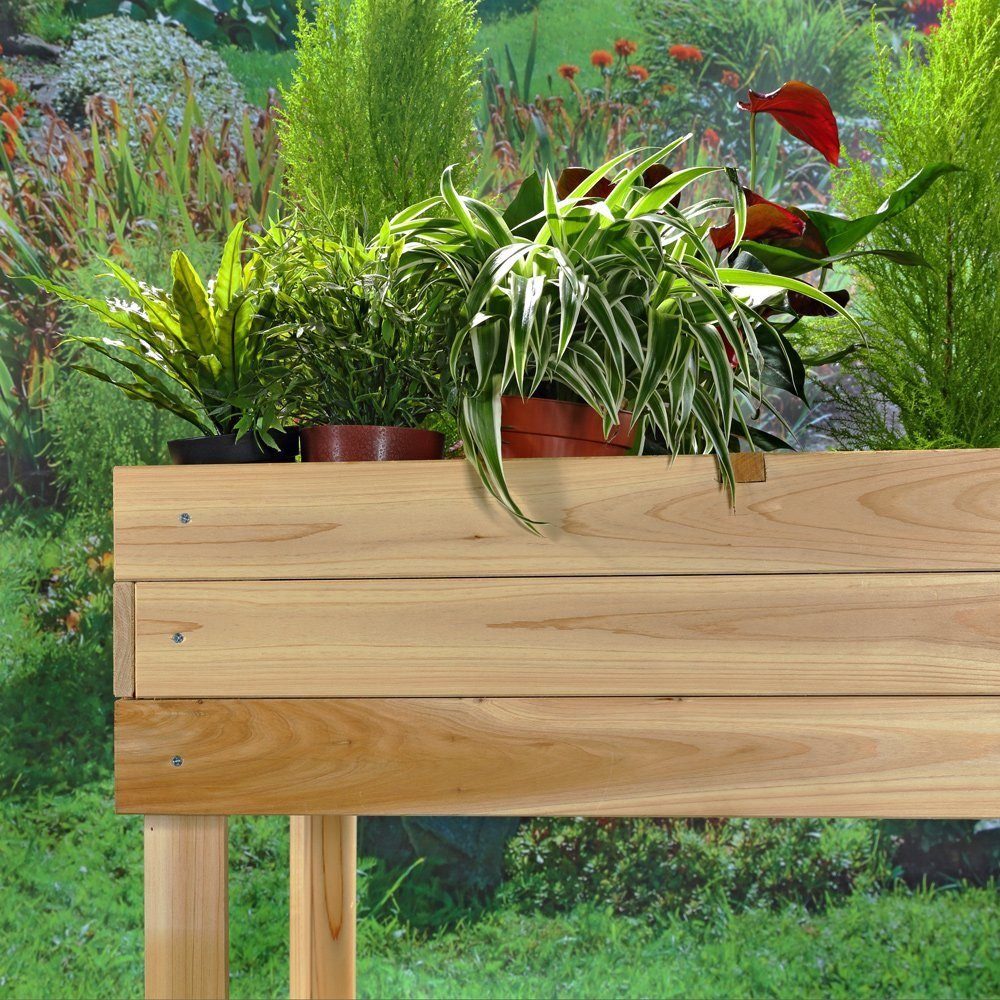 Melko Hochbeet Gartenbeet Hochbeet mit 4 Fächer aus Holz für Indoor & Outdoor 80x60x80 cm Blumenständer Pflanzkasten Pflanztisch Gemüsebeet Gärtnertisch (Stück), Mit Ablage