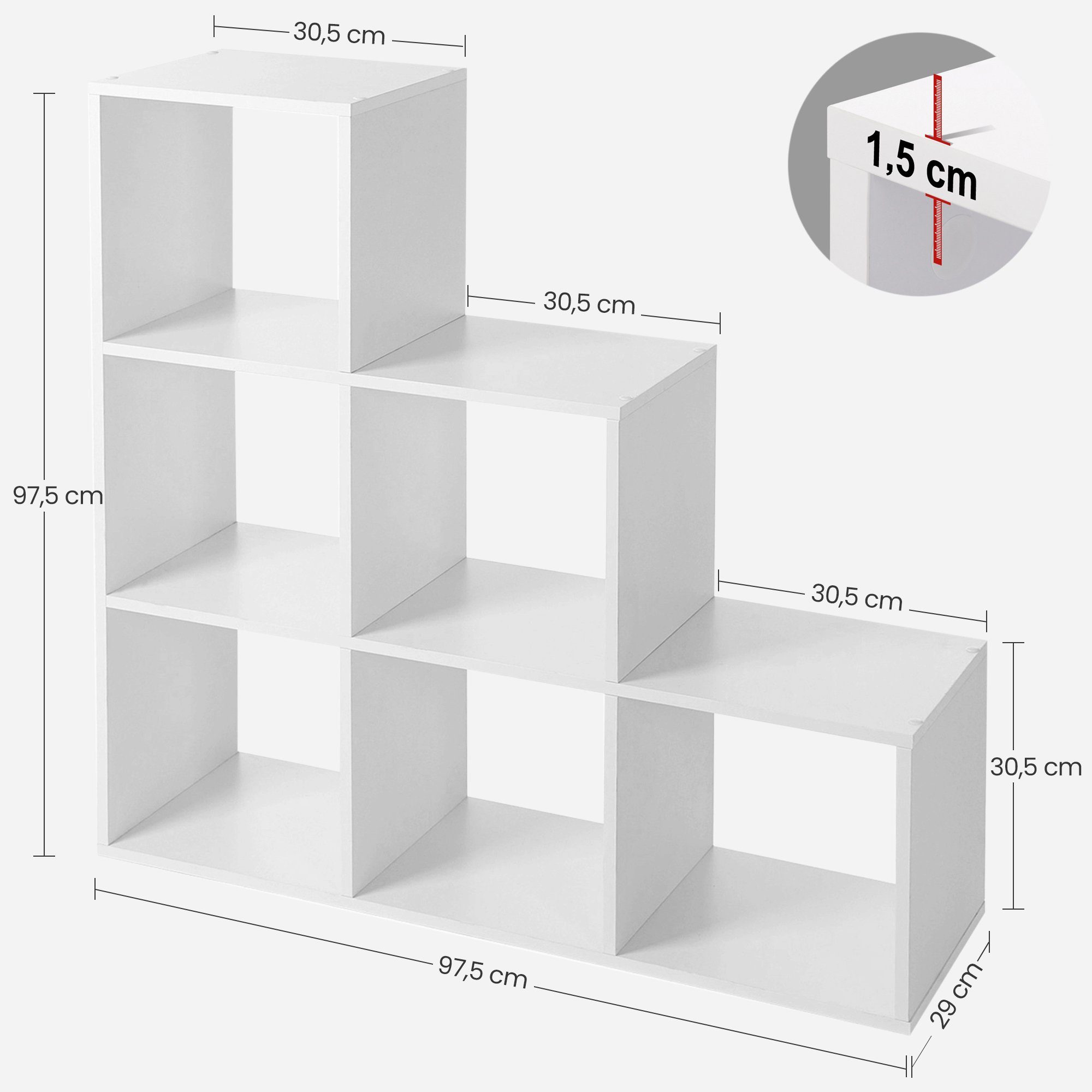 VASAGLE Bücherregal Raumteiler, Würfelregal, freistehend