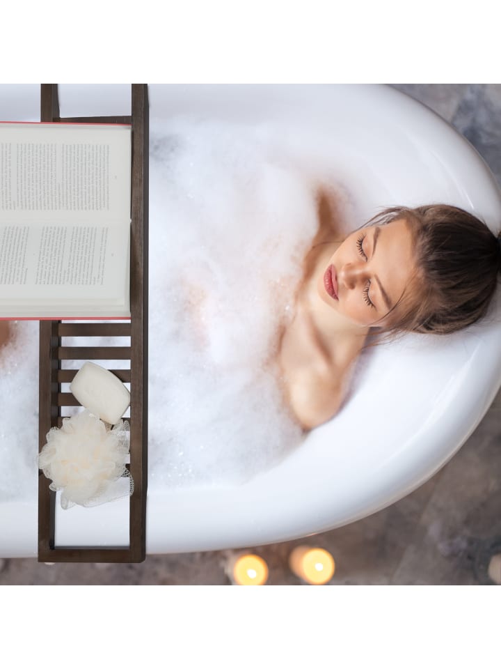 relaxdays Badewannenablage Bambus dunkelbraun günstig kaufen onesize