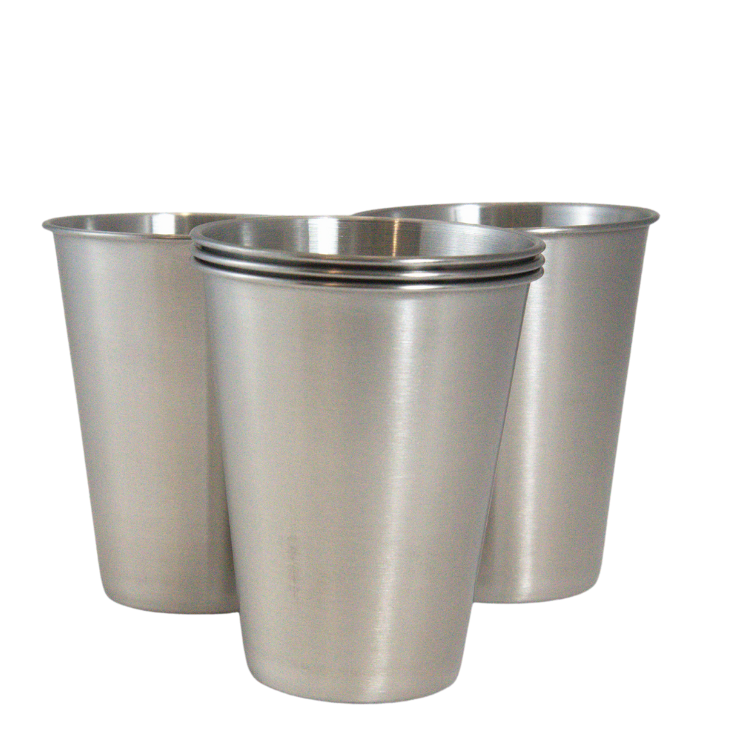 Viwanda Behrenland Edelstahl Becher 5er Set | Premium | 350ml | plastikfrei nachhaltig | Lunchcup Vorratsdose Outdoor cup Wandern Campingbecher Stapelbar | Schule Camping Ausflug