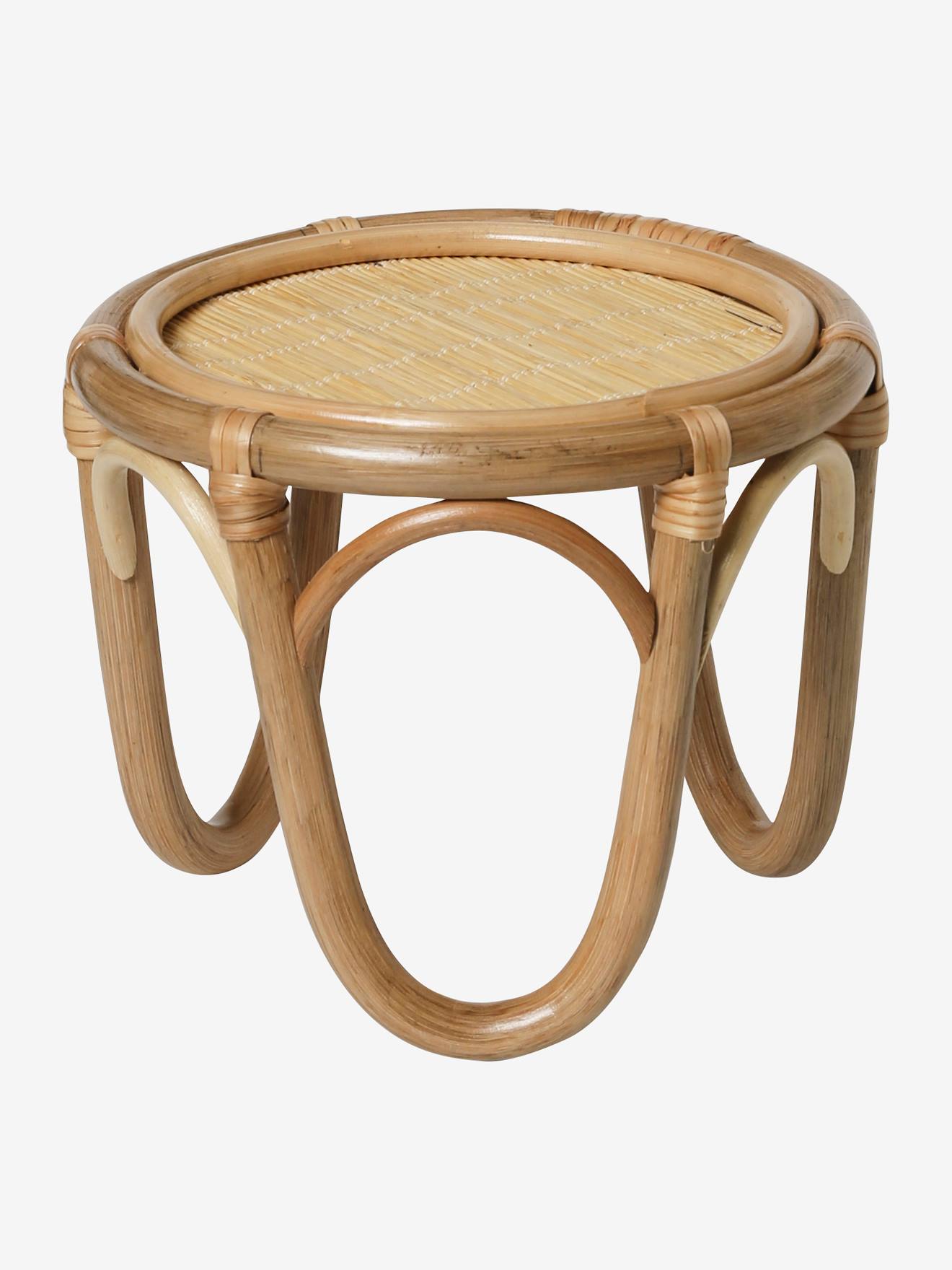Chaise + table poupon en rotin beige
