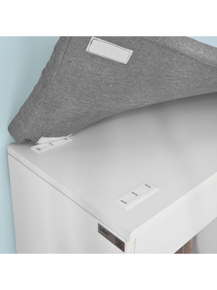 SoBuy Schuhbank in weiß und grau - (B)80 x (H)46 x (T)30 cm günstig kaufen onesize