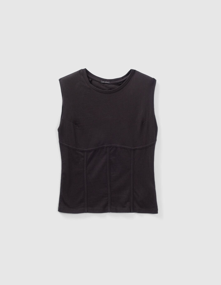 Tee-shirt noir effet corset Femme