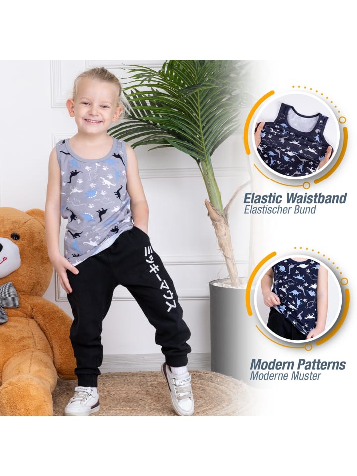 LOREZA 5er Set Unterhemden - Dinosaurier - Bunt günstig kaufen
