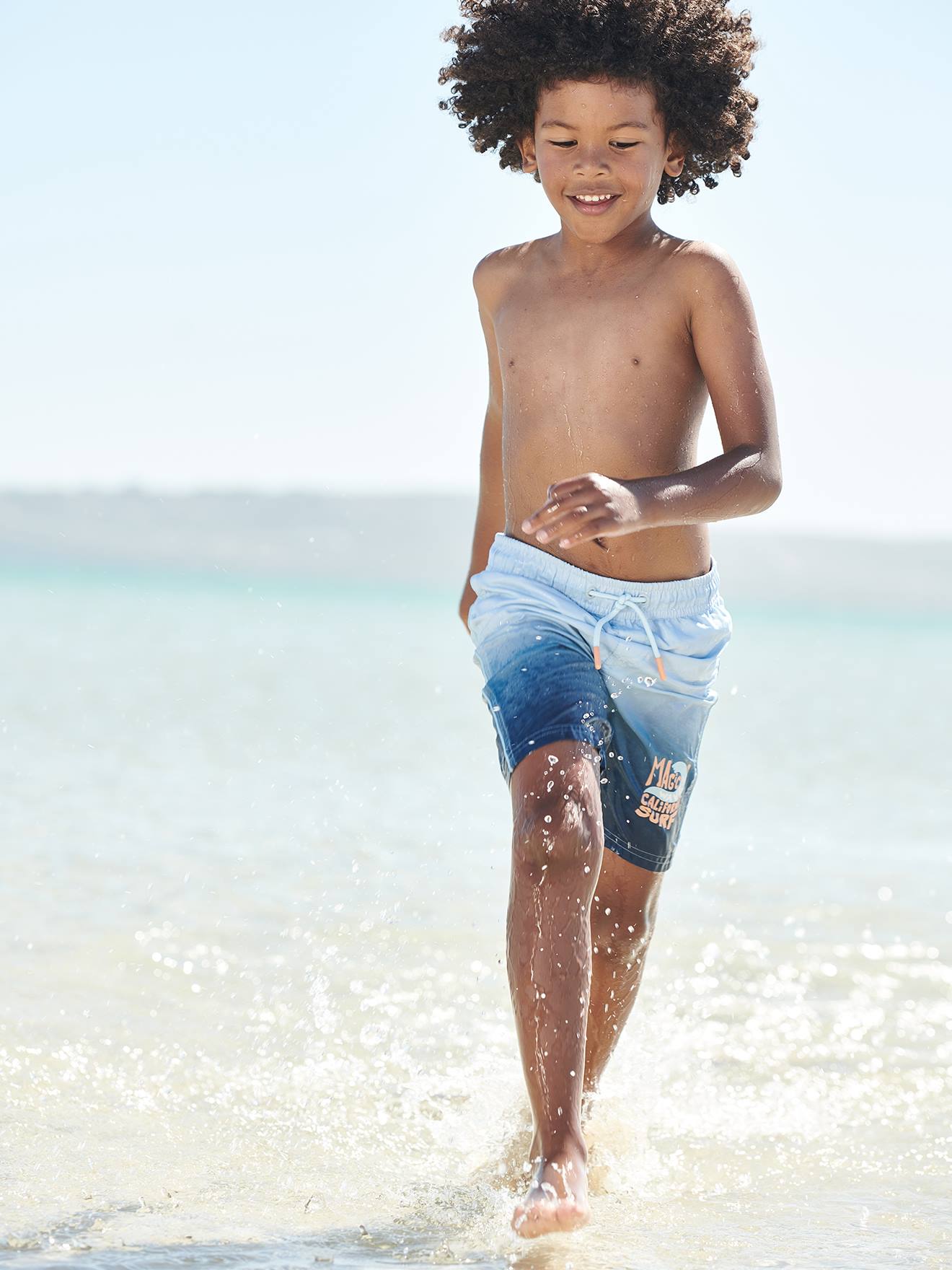 Vertbaudet Jungen Badeshorts, Batik-Optik Oeko Tex - jeansblau bedruckt