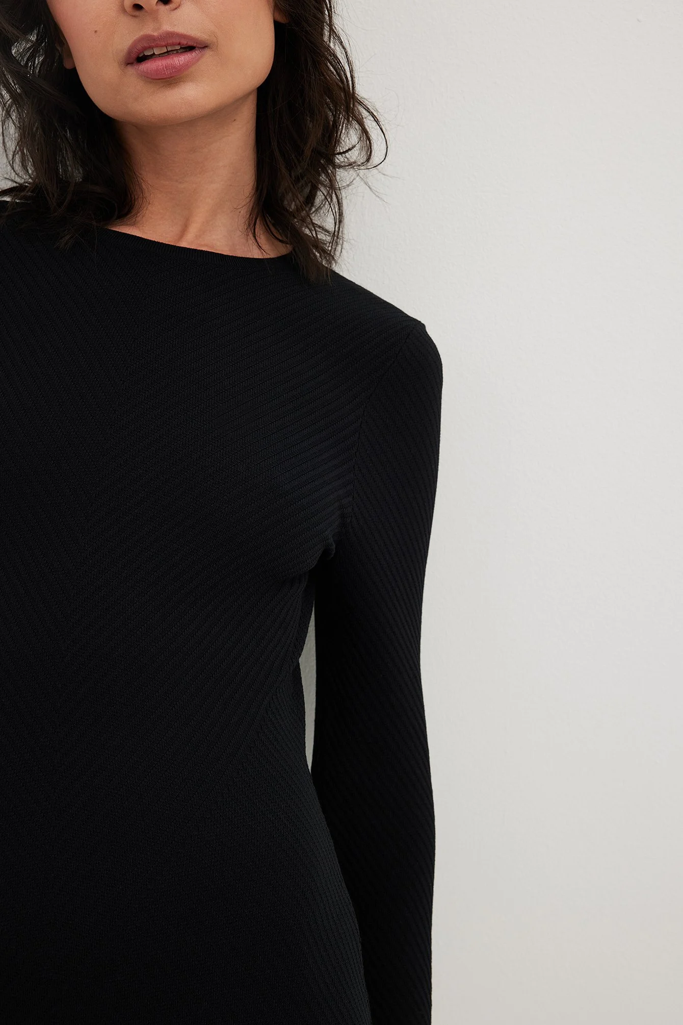Midikleid aus Rippenstrick mit Korsettdetails