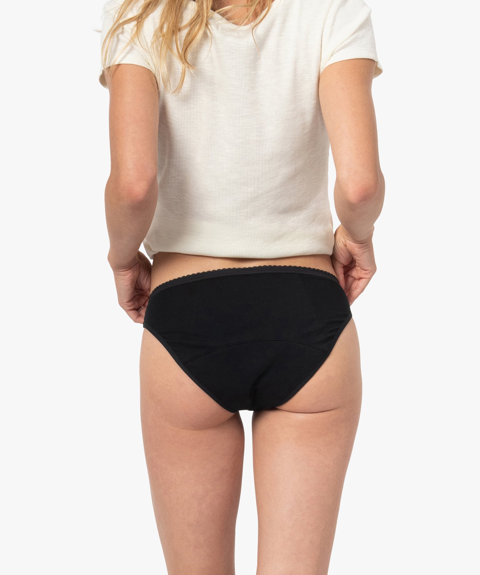 Culotte menstruelle en coton stretch et plumetis pour flux a... noir | GEMO