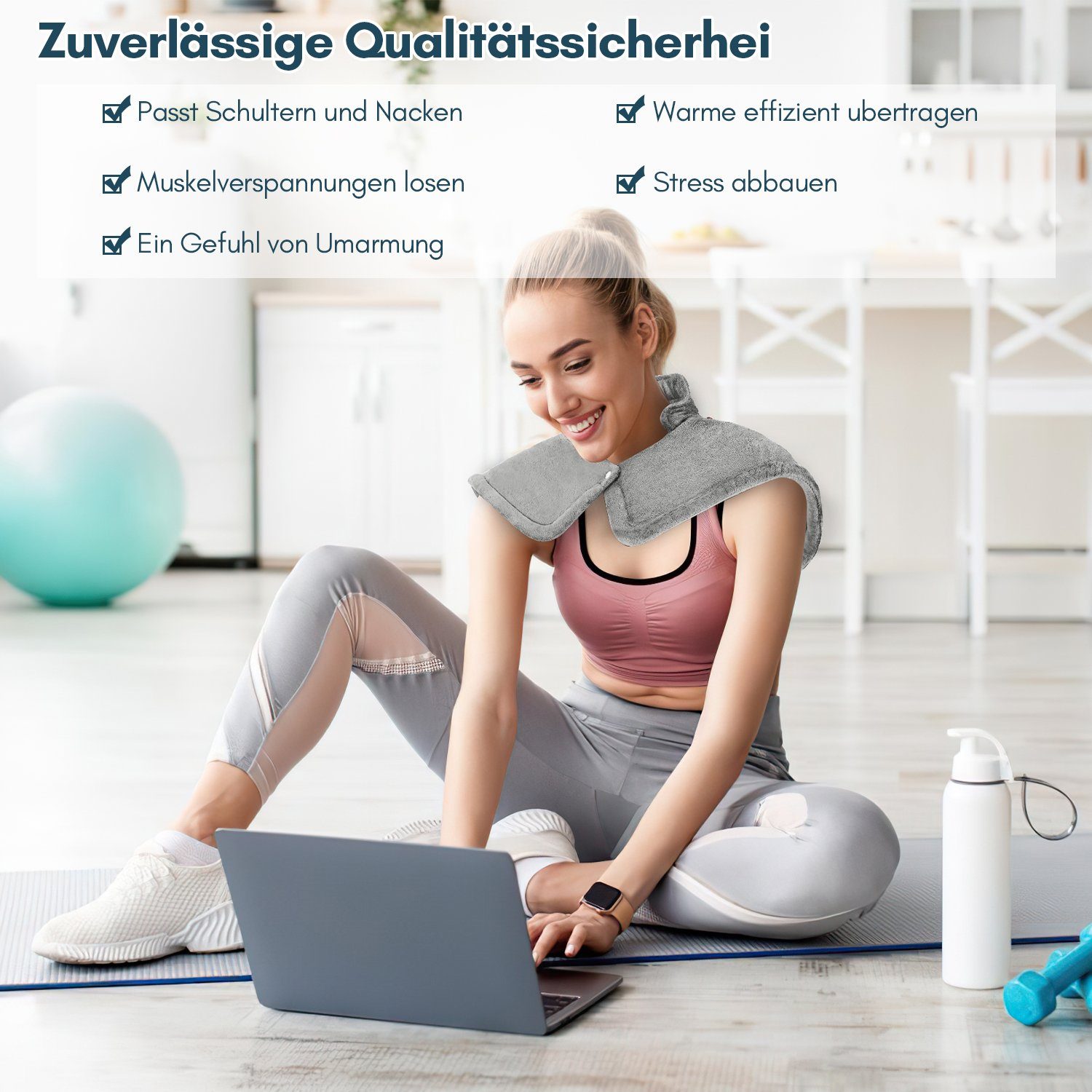 Gimisgu Heizkissen Elektrisch Wärmekissen Nacken Rücken Schulter Heizdecke Silbergrau