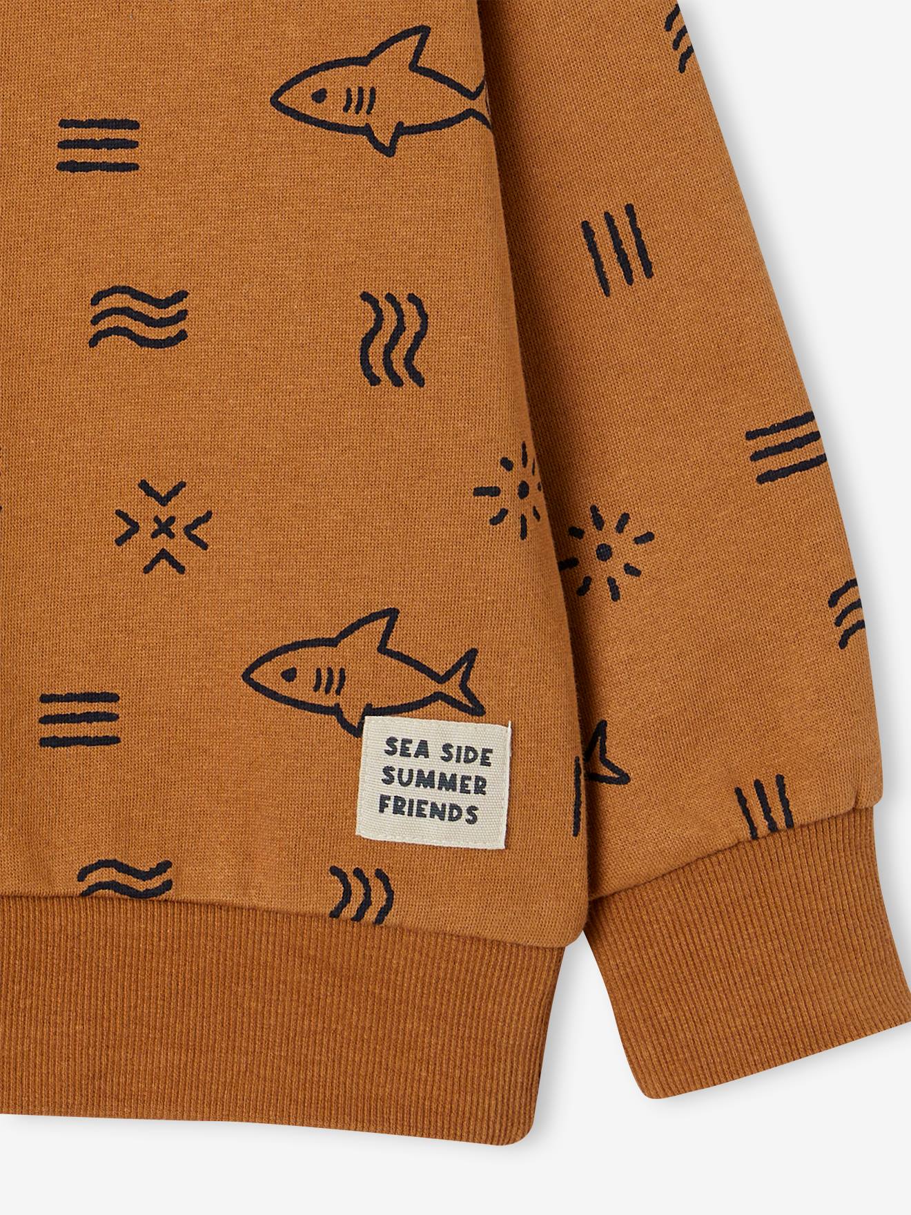 Vertbaudet Jungen Sweatshirt mit Recycling-Polyester - karamell hai