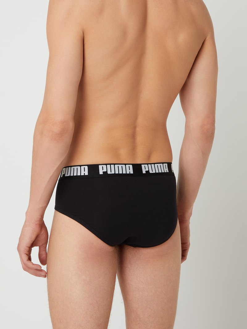 Slip mit Stretch-Anteil im 2er-Pack in schwarz