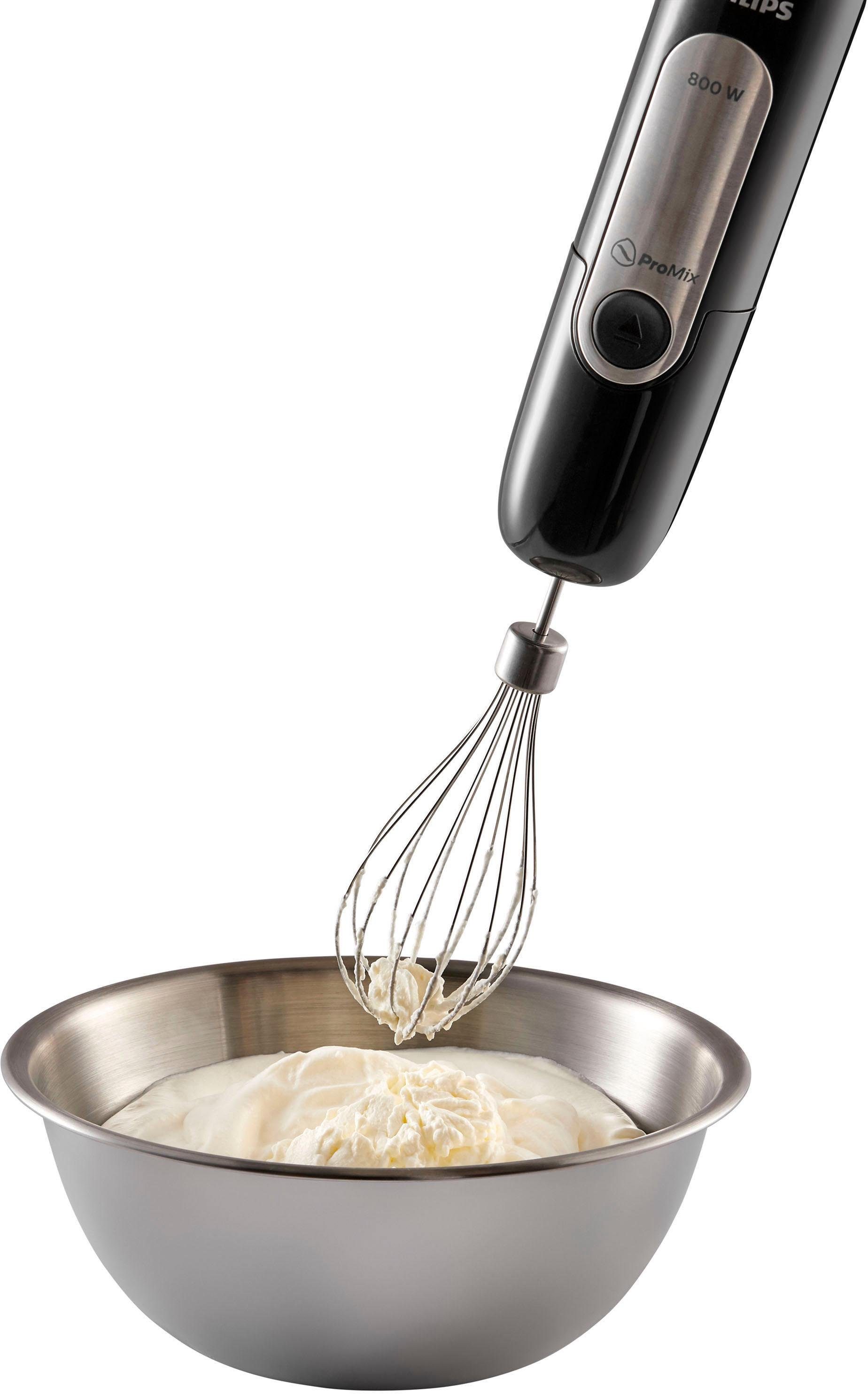 Philips Stabmixer HR2657/90 Viva, 800 W, inkl. 2-in-1 Togo Trinkflasche, Spiralschneider, Schneebesenaufsatz