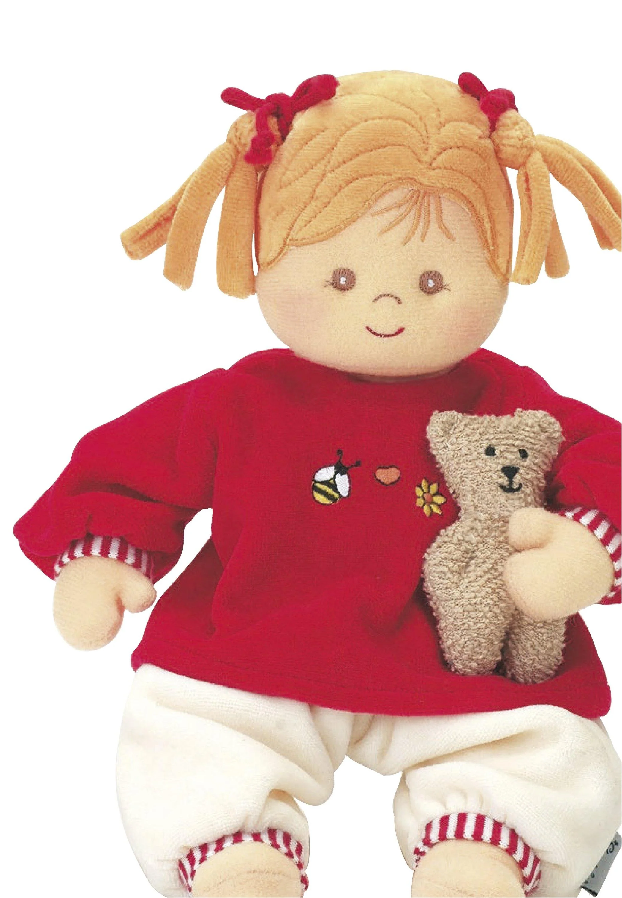 Spielpuppe Mädchen Magdalena in Rot, 28 cm