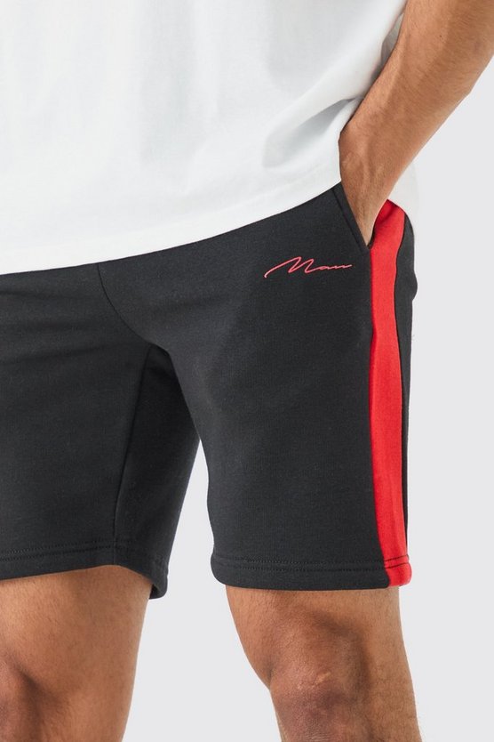 Mittellange Slim-Fit Man Signature Colorblock Shorts