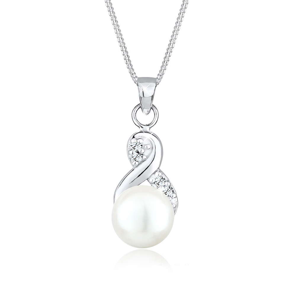 Elli Elli Collier Femmes Pendentif Infinité Elégant avec Perle d'eau douce et Cristaux collier