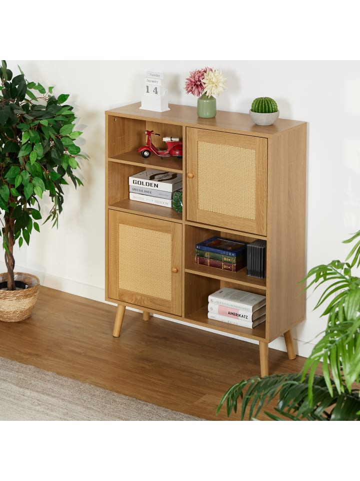 relaxdays Sideboard in Natur - (B)80 x (H)97 x (T)29 cm günstig kaufen onesize