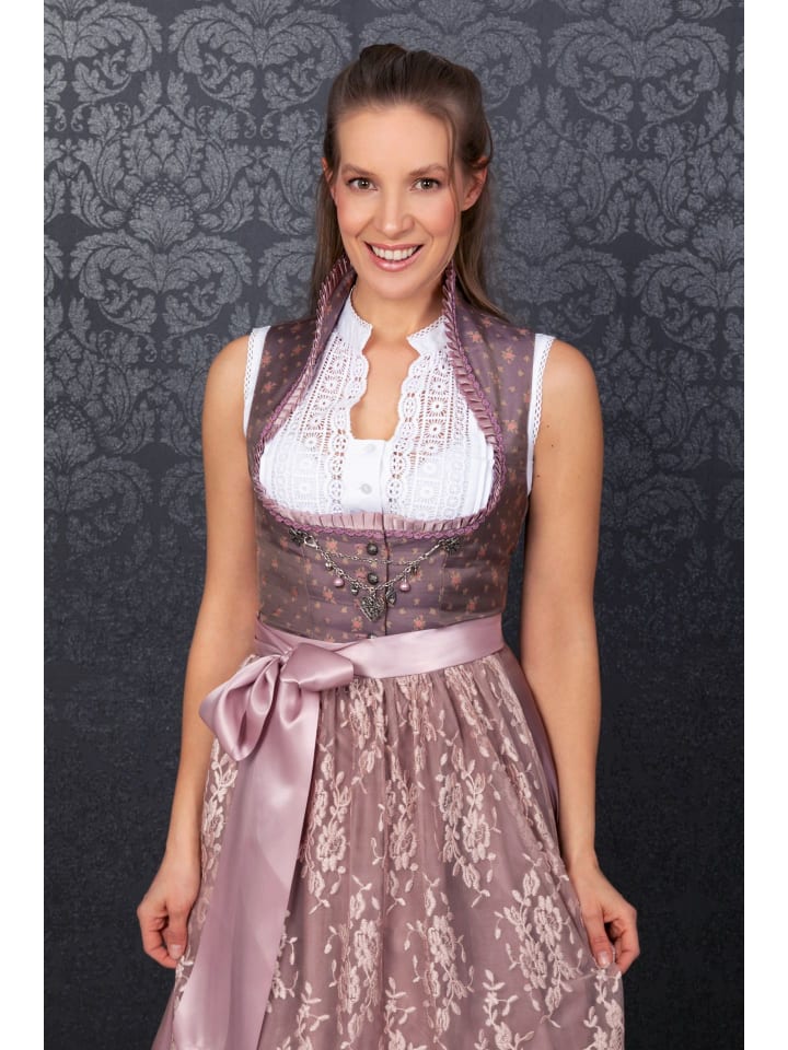 Edelnice Midi Dirndl 2-teilig Madeleine Stehkragen in rose günstig kaufen
