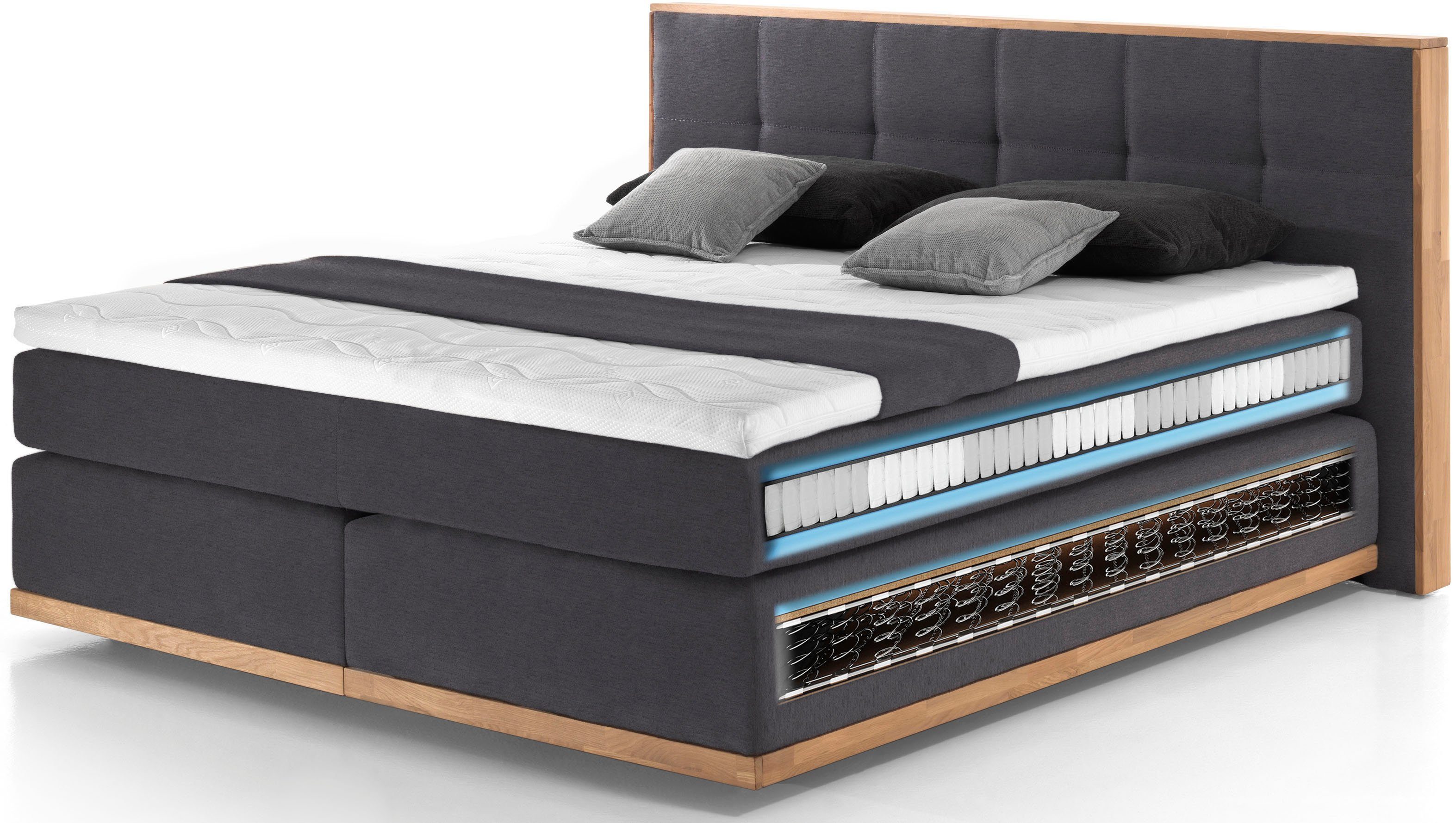 Places of Style Boxspringbett Vinton, aus massiver Eiche, verschiedene Härtegrade (auch H4)