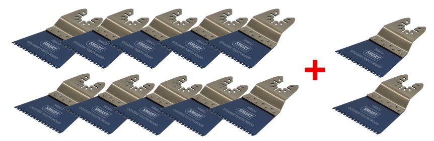 Smart Blades H63CJ10+2 Multitool zaagbladenset Japanse tandvormige houten mesjes 63mm + 2 extra zaagbladen in SMARTBoX