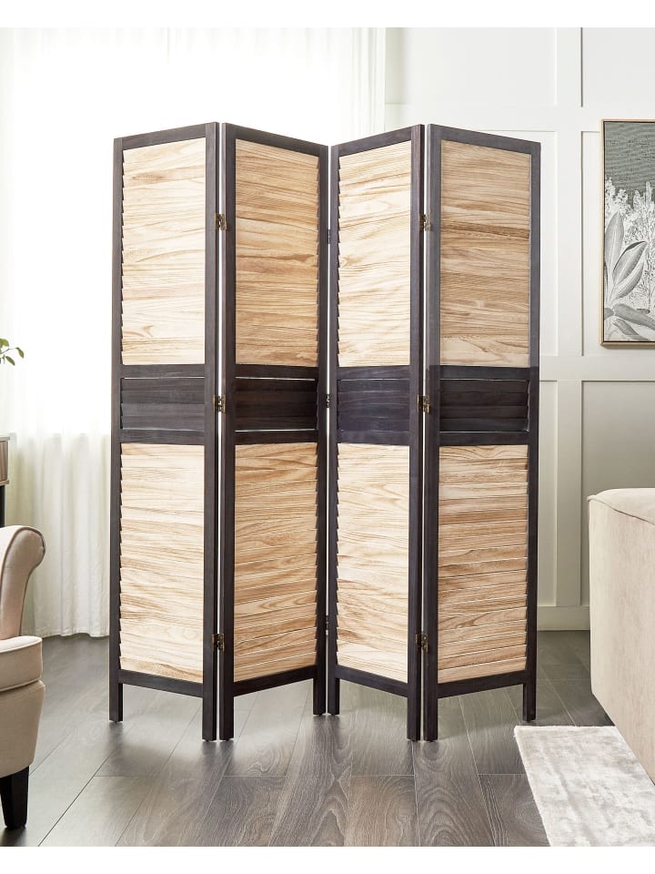 Beliani Paravent BRENNERBAD in Heller Holzfarbton/Braun - (W) 164 x (H) 170 x (L) 2 cm günstig kaufen onesize