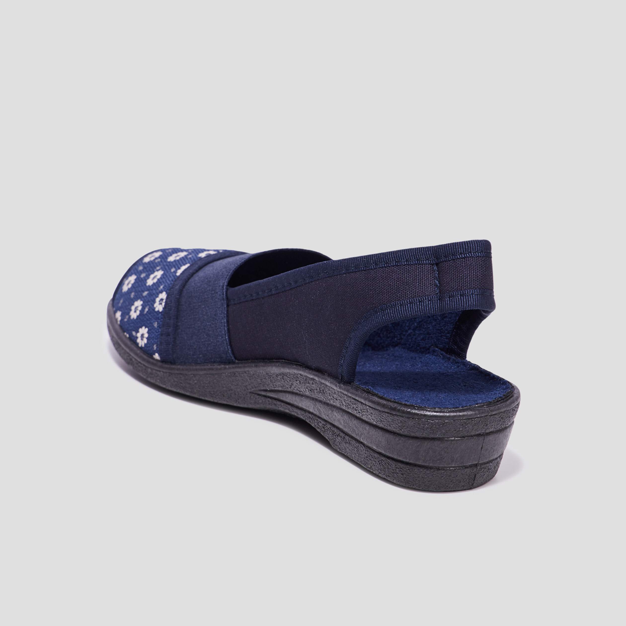 Chaussons sling back compensés bleu femme | La Halle