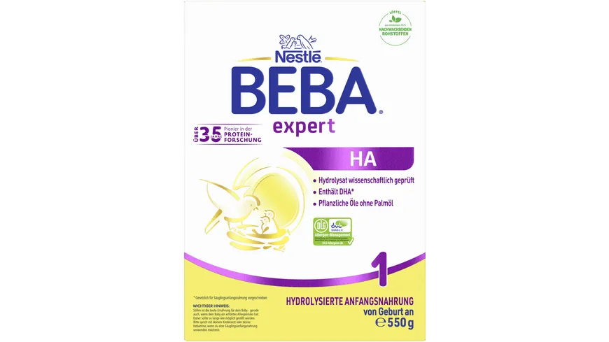 Nestlé Beba Expert HA1 Säuglingsanfangsnahrung von Geburt an 550 g