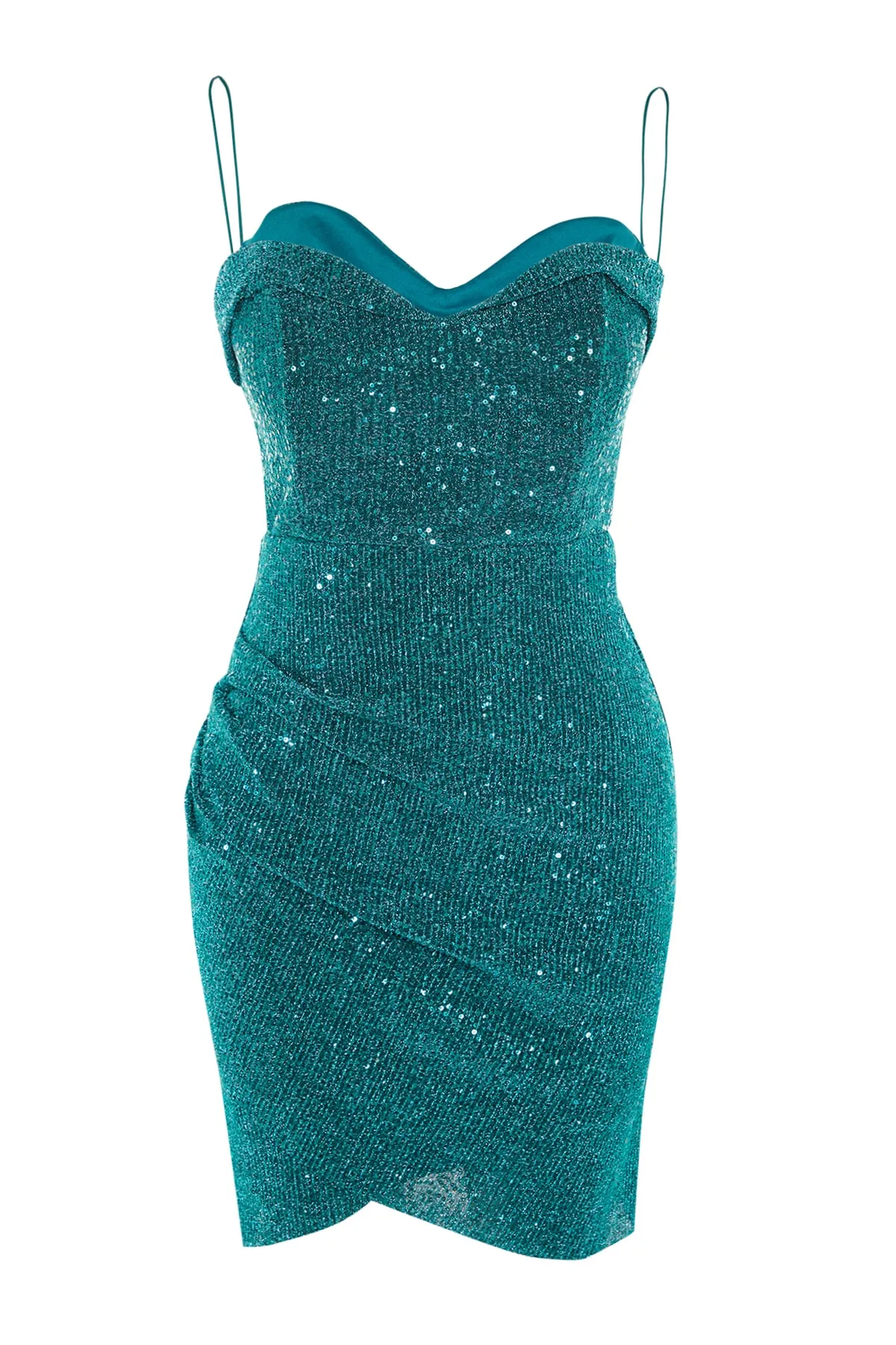 Trendyol Collection  Grünes Abendkleid mit Pailletten und Details TPRSS22EL2889
