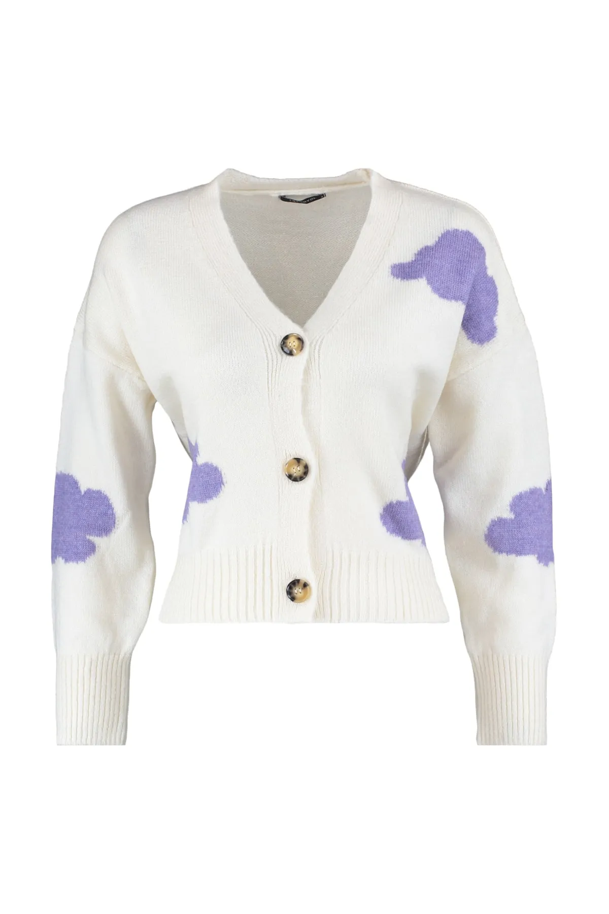Trendyol Collection  Ecrufarbene, selbstgemusterte Strickjacke mit weicher Struktur TWOAW21HI0490