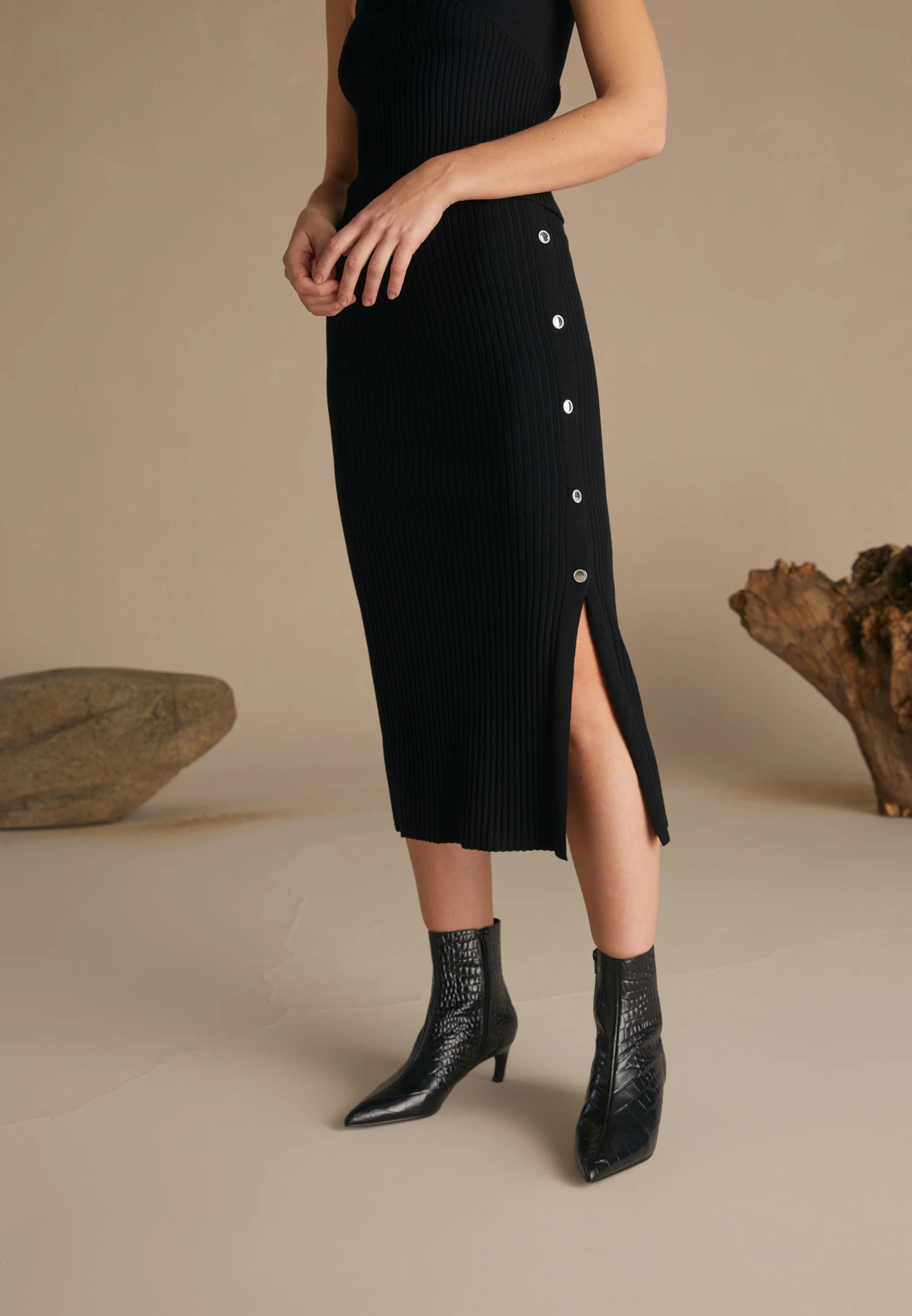 Zign Studio KKNIT FALDA MIDI CON BOTONES - Falda tubo