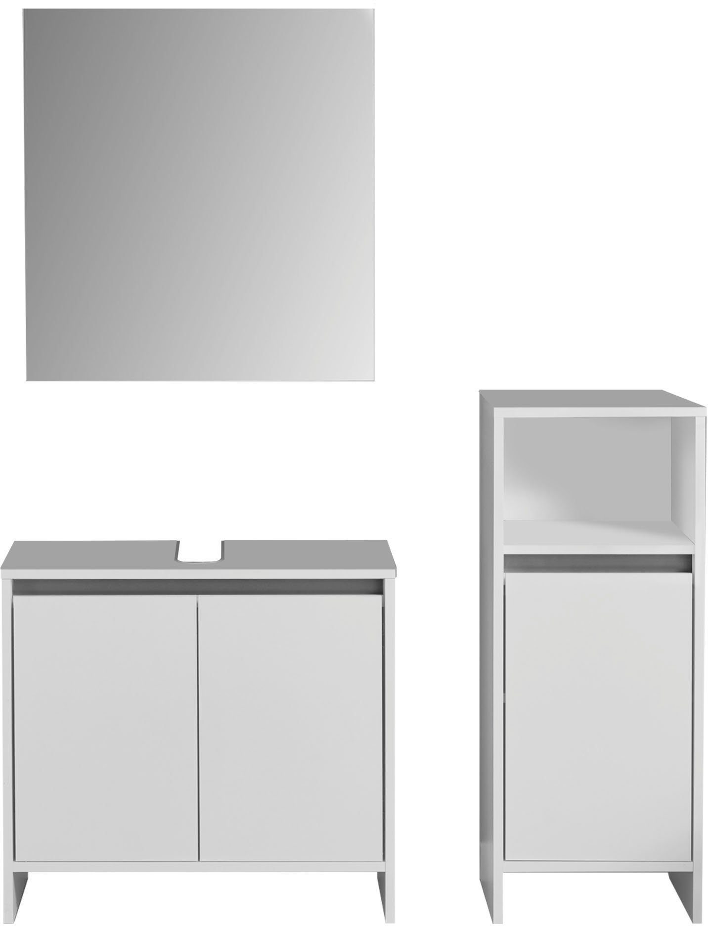 INOSIGN Badmöbel-Set Banta, (3-St), 3 Teile, Breite 107 cm, Tiefe 28 cm, grifflos, weiß, matt
