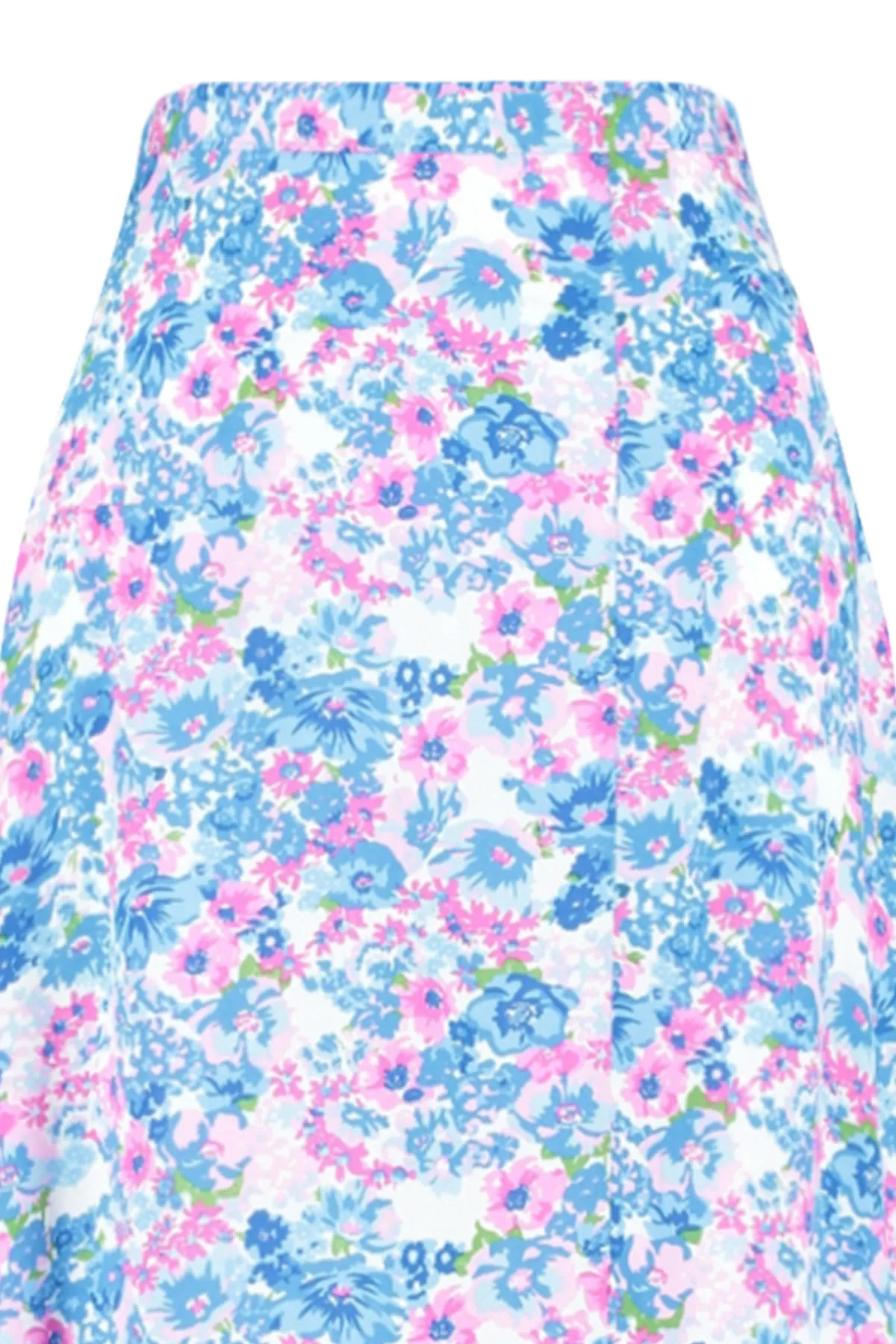Trendyol Collection  Indigo-ecrufarbener Midi-Webrock aus Viskosestoff mit Schlitz und detailliertem Blumenmuster TWOSS20ET0230