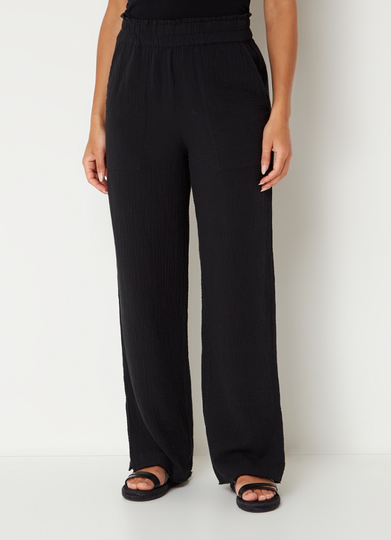 Rails  Leon mid waist straight fit broek van biologisch katoen met structuur