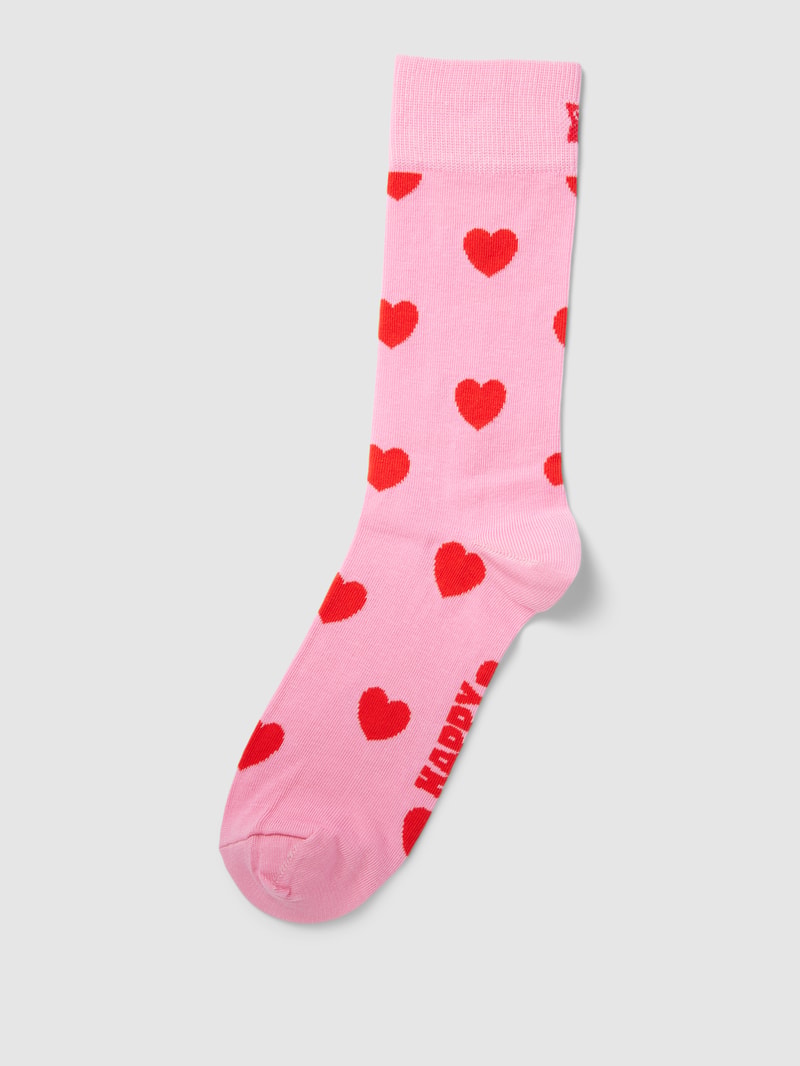 Socken mit Motiv-Print Modell 'Heart' in rosa