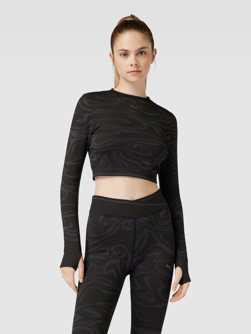 Crop Top mit Label-Detail in schwarz