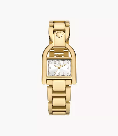 Fossil Uhr Harwell 3-Zeiger-Werk Edelstahl goldfarben