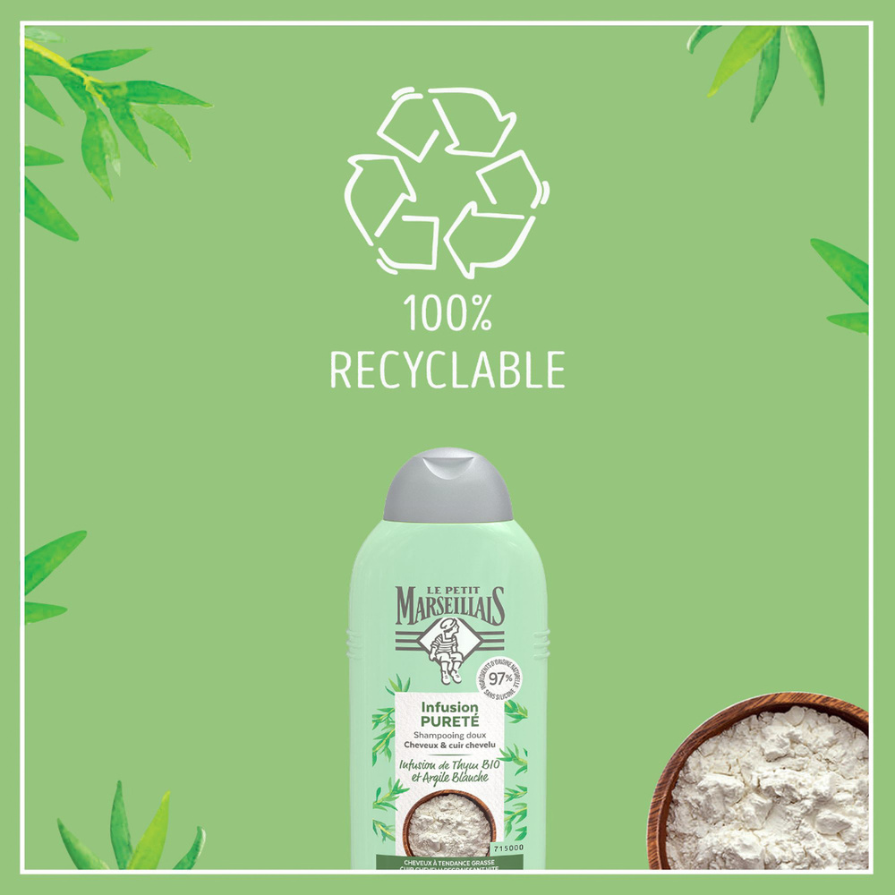 le petit marseillais Shampooing Pureté Infusion Thym Et Argile Blanche Bio Shampoing