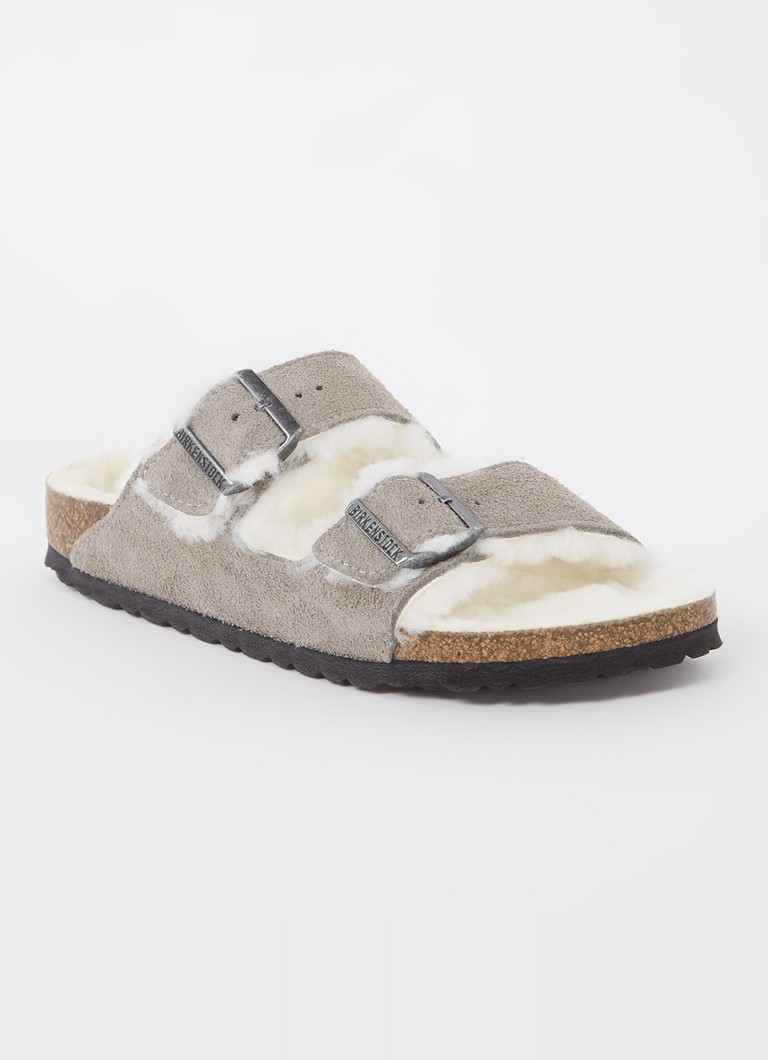 Birkenstock Arizona zamšādas sandales ar jēra vilnu
