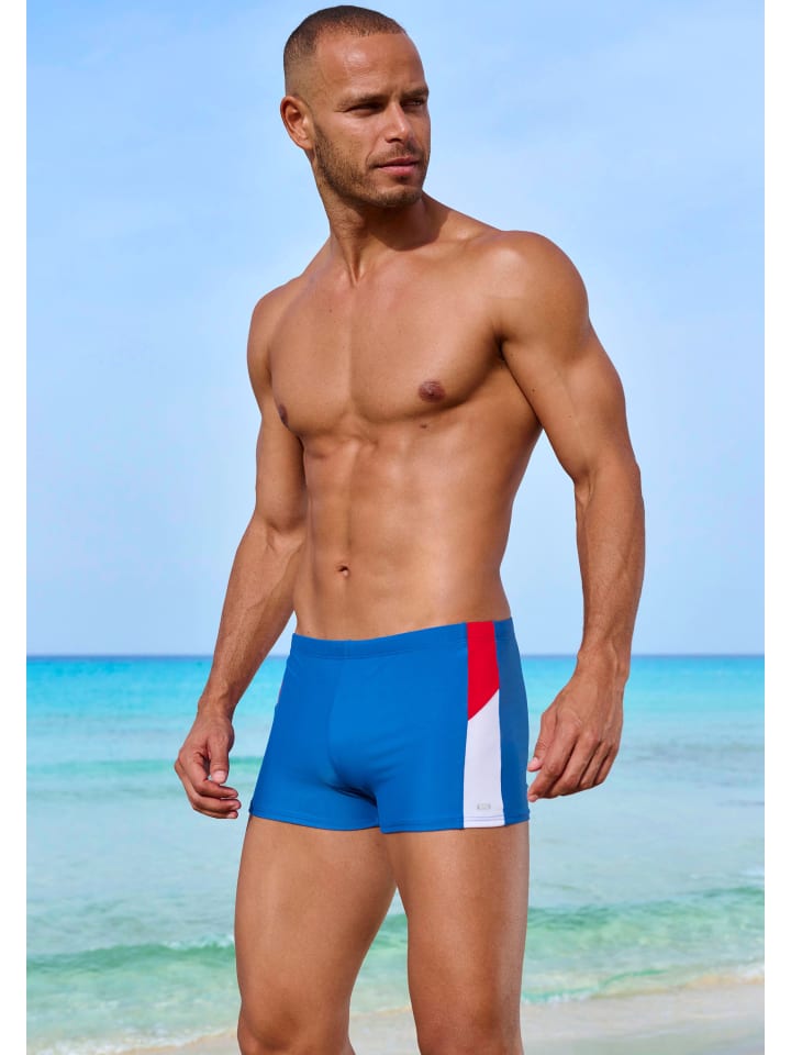 H.I.S Boxer-Badehose in blau-rot günstig kaufen