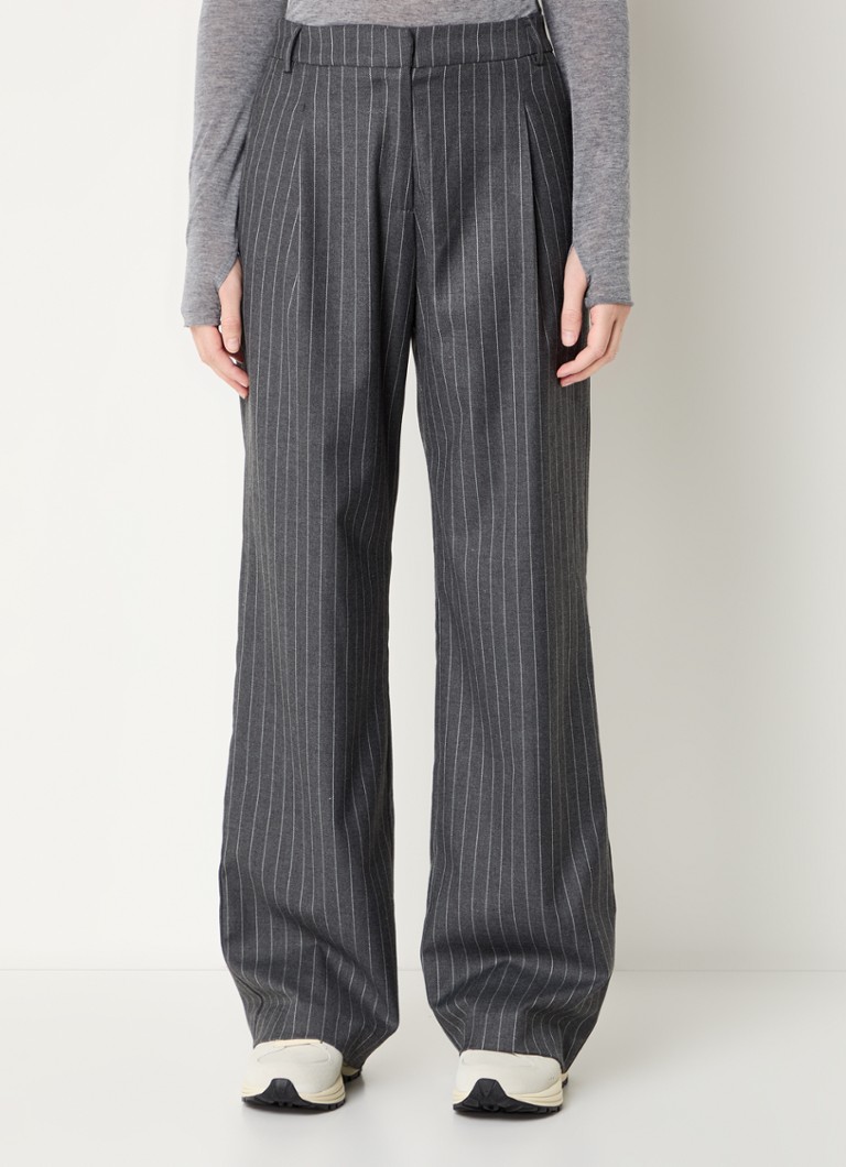 Pantalon Cara taille haute coupe large à fines rayures alchemist