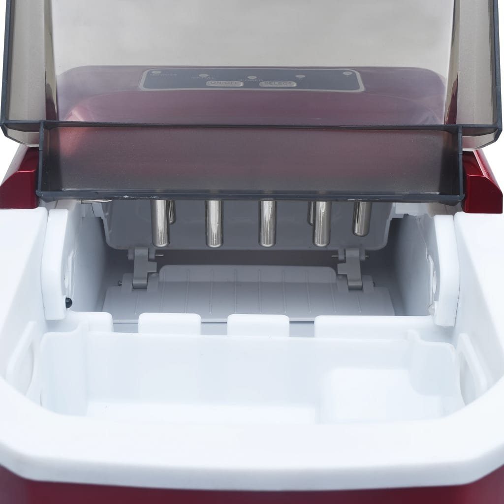 vidaXL Eiswürfelmaschine Eiswürfelbereiter Rot 1,4 L 15 kg / 24 h