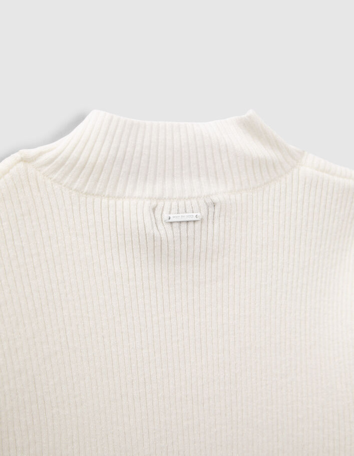 Pull blanc à rayures bleues en tricot fille