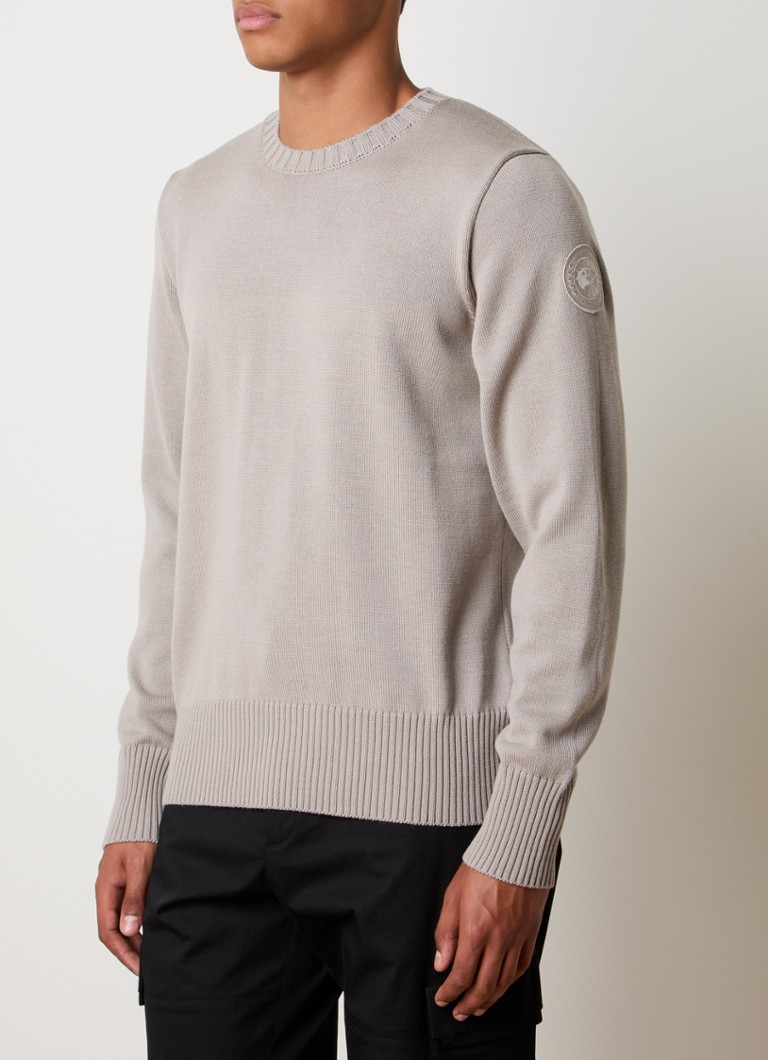 Canada Goose Rosseau Fine Knit Wool Sweater with Logo Embroidery