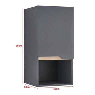 en.casa Hängeschrank Bergkamen 60 x 30 x 30 cm Grau / Holzfarben