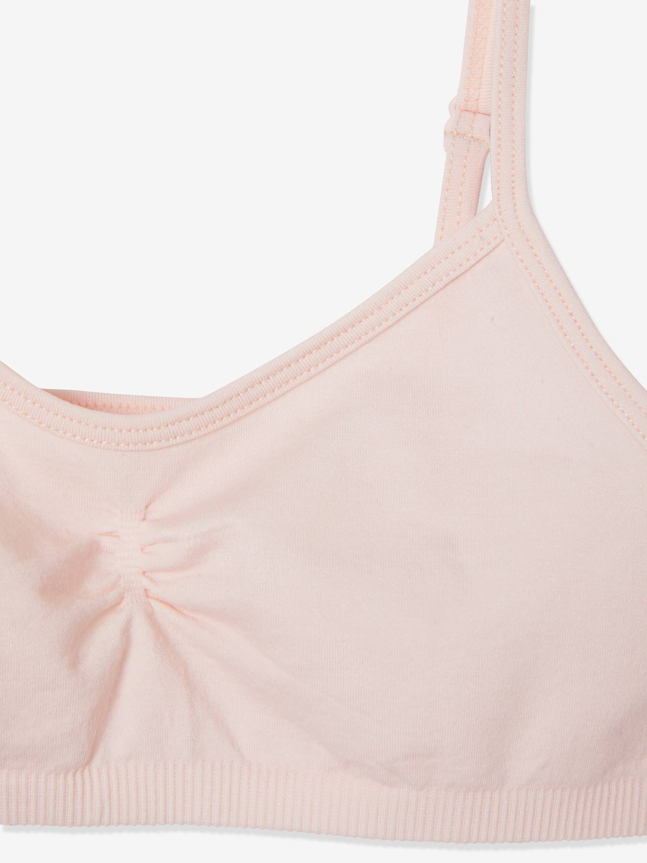 Lot de 2 brassières fille en microfibre rose clair uni
