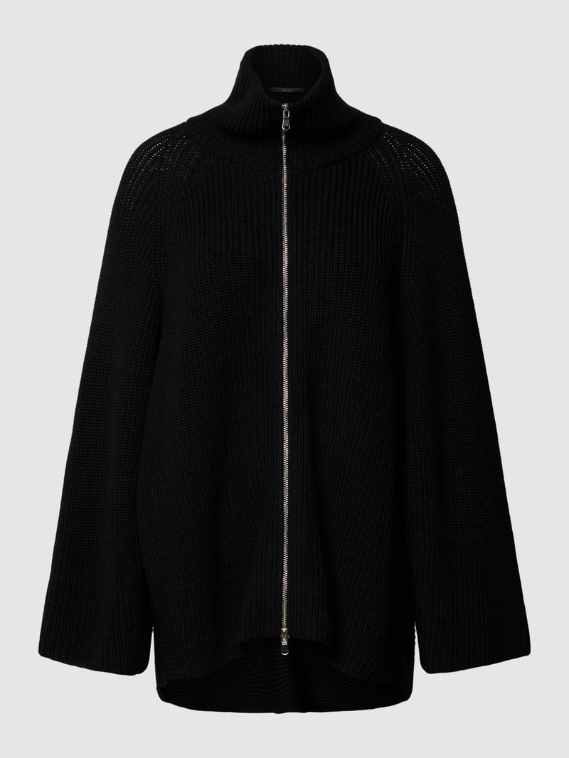 Oversized Strickjacke mit Lochmuster in schwarz