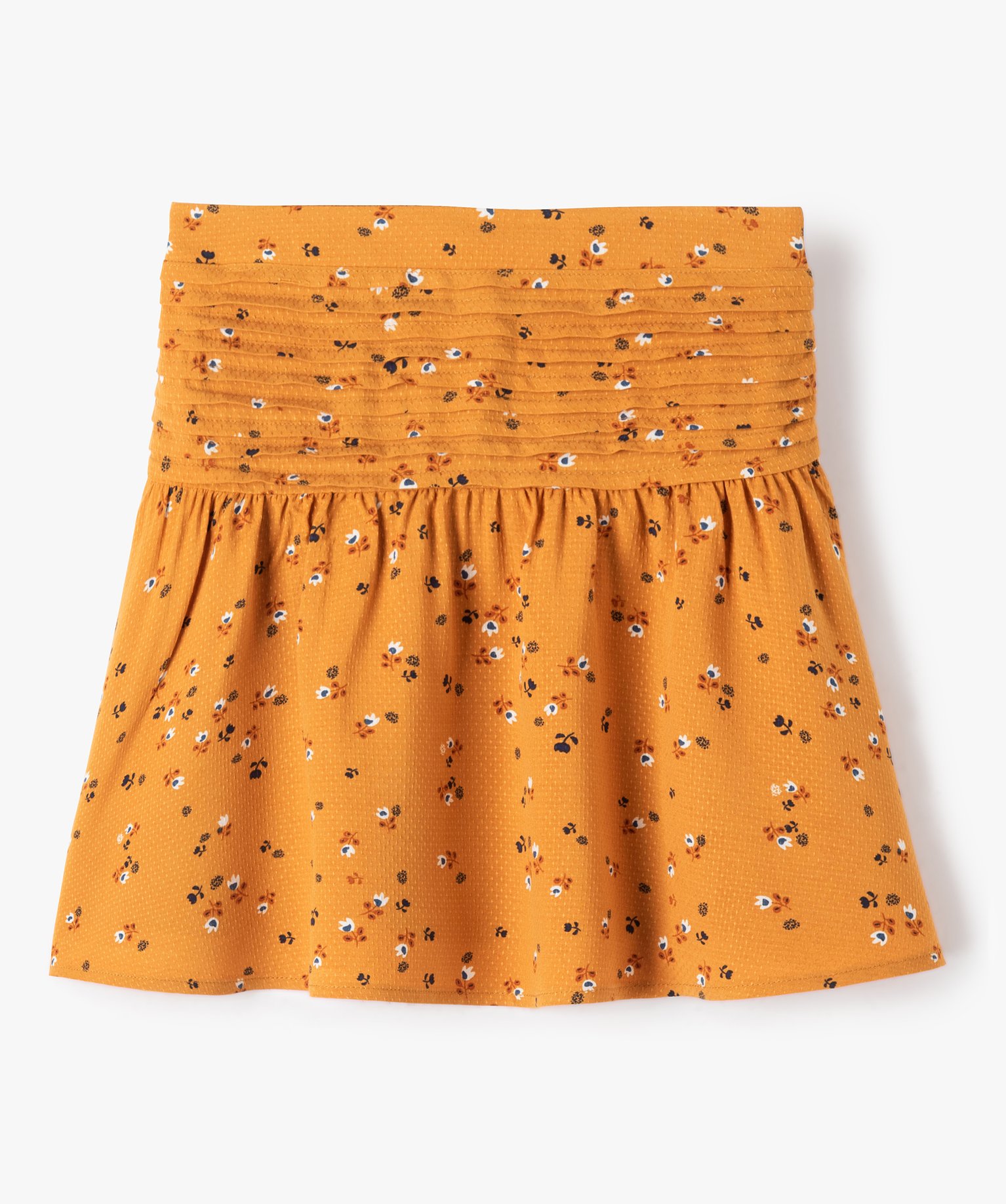 Jupe fille à motifs fleuris avec effet plissé à la taille... jaune | GEMO